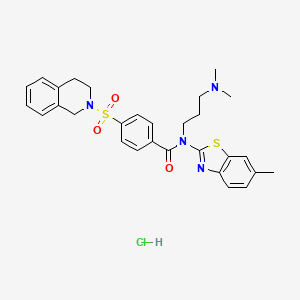 molecular formula C29H33ClN4O3S2 B6527392 N-[3-(dimethylamino)propyl]-N-(6-methyl-1,3-benzothiazol-2-yl)-4-(1,2,3,4-tetrahydroisoquinoline-2-sulfonyl)benzamide hydrochloride CAS No. 1135210-45-5