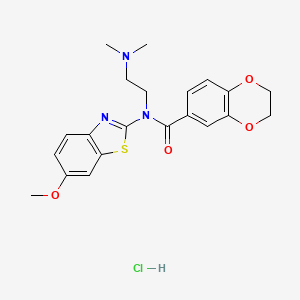 molecular formula C21H24ClN3O4S B6527413 N-[2-(dimethylamino)ethyl]-N-(6-methoxy-1,3-benzothiazol-2-yl)-2,3-dihydro-1,4-benzodioxine-6-carboxamide hydrochloride CAS No. 1135210-66-0