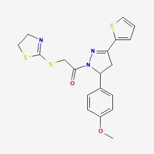 B6527544 2-(4,5-dihydro-1,3-thiazol-2-ylsulfanyl)-1-[5-(4-methoxyphenyl)-3-(thiophen-2-yl)-4,5-dihydro-1H-pyrazol-1-yl]ethan-1-one CAS No. 403843-33-4