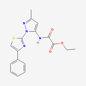 molecular formula C17H16N4O3S B6527735 ethyl {[3-methyl-1-(4-phenyl-1,3-thiazol-2-yl)-1H-pyrazol-5-yl]carbamoyl}formate CAS No. 1020489-37-5