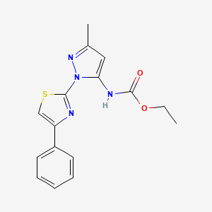 molecular formula C16H16N4O2S B6527744 ethyl N-[3-methyl-1-(4-phenyl-1,3-thiazol-2-yl)-1H-pyrazol-5-yl]carbamate CAS No. 1020489-41-1