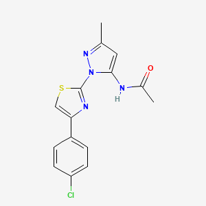 molecular formula C15H13ClN4OS B6527745 N-{1-[4-(4-chlorophenyl)-1,3-thiazol-2-yl]-3-methyl-1H-pyrazol-5-yl}acetamide CAS No. 1020489-43-3