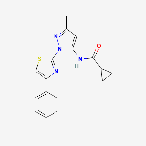 B6527754 N-{3-methyl-1-[4-(4-methylphenyl)-1,3-thiazol-2-yl]-1H-pyrazol-5-yl}cyclopropanecarboxamide CAS No. 1019102-85-2