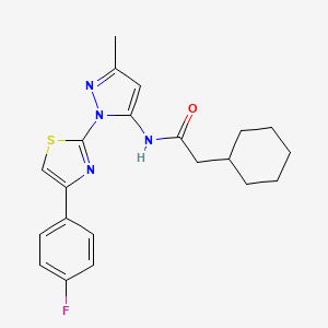 B6527773 2-cyclohexyl-N-{1-[4-(4-fluorophenyl)-1,3-thiazol-2-yl]-3-methyl-1H-pyrazol-5-yl}acetamide CAS No. 1019103-64-0