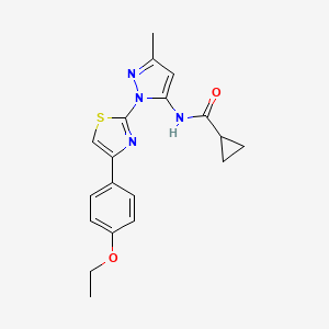 B6527833 N-{1-[4-(4-ethoxyphenyl)-1,3-thiazol-2-yl]-3-methyl-1H-pyrazol-5-yl}cyclopropanecarboxamide CAS No. 1019095-54-5
