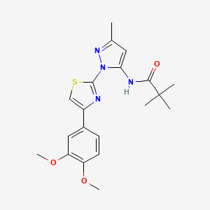 molecular formula C20H24N4O3S B6527858 N-{1-[4-(3,4-dimethoxyphenyl)-1,3-thiazol-2-yl]-3-methyl-1H-pyrazol-5-yl}-2,2-dimethylpropanamide CAS No. 1019095-96-5