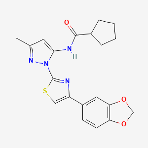 N-{1-[4-(2H-1,3-benzodioxol-5-yl)-1,3-thiazol-2-yl]-3-methyl-1H-pyrazol-5-yl}cyclopentanecarboxamide