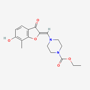 molecular formula C17H20N2O5 B6528026 ethyl 4-{[(2Z)-6-hydroxy-7-methyl-3-oxo-2,3-dihydro-1-benzofuran-2-ylidene]methyl}piperazine-1-carboxylate CAS No. 946292-76-8