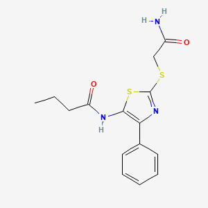 molecular formula C15H17N3O2S2 B6528413 N-{2-[(carbamoylmethyl)sulfanyl]-4-phenyl-1,3-thiazol-5-yl}butanamide CAS No. 946327-01-1