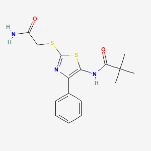 N-{2-[(carbamoylmethyl)sulfanyl]-4-phenyl-1,3-thiazol-5-yl}-2,2-dimethylpropanamide
