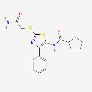 N-{2-[(carbamoylmethyl)sulfanyl]-4-phenyl-1,3-thiazol-5-yl}cyclopentanecarboxamide