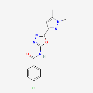 4-chloro-N-[5-(1,5-dimethyl-1H-pyrazol-3-yl)-1,3,4-oxadiazol-2-yl]benzamide