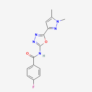 N-[5-(1,5-dimethyl-1H-pyrazol-3-yl)-1,3,4-oxadiazol-2-yl]-4-fluorobenzamide