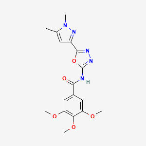 molecular formula C17H19N5O5 B6528563 N-[5-(1,5-dimethyl-1H-pyrazol-3-yl)-1,3,4-oxadiazol-2-yl]-3,4,5-trimethoxybenzamide CAS No. 1019101-47-3