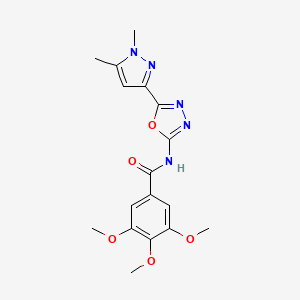 B6528563 N-[5-(1,5-dimethyl-1H-pyrazol-3-yl)-1,3,4-oxadiazol-2-yl]-3,4,5-trimethoxybenzamide CAS No. 1019101-47-3