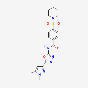 molecular formula C19H22N6O4S B6528568 N-[5-(1,5-dimethyl-1H-pyrazol-3-yl)-1,3,4-oxadiazol-2-yl]-4-(piperidine-1-sulfonyl)benzamide CAS No. 1019101-50-8