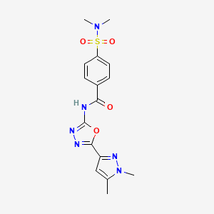 molecular formula C16H18N6O4S B6528583 N-[5-(1,5-dimethyl-1H-pyrazol-3-yl)-1,3,4-oxadiazol-2-yl]-4-(dimethylsulfamoyl)benzamide CAS No. 1019101-52-0