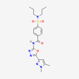 molecular formula C20H26N6O4S B6528591 N-[5-(1,5-dimethyl-1H-pyrazol-3-yl)-1,3,4-oxadiazol-2-yl]-4-(dipropylsulfamoyl)benzamide CAS No. 1019101-54-2