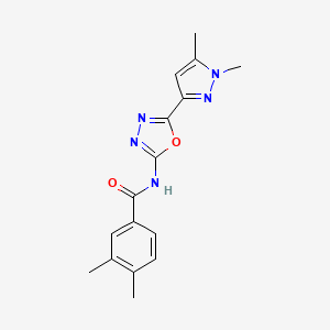 molecular formula C16H17N5O2 B6528597 N-[5-(1,5-dimethyl-1H-pyrazol-3-yl)-1,3,4-oxadiazol-2-yl]-3,4-dimethylbenzamide CAS No. 1019101-63-3