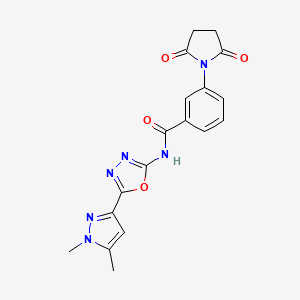 B6528611 N-[5-(1,5-dimethyl-1H-pyrazol-3-yl)-1,3,4-oxadiazol-2-yl]-3-(2,5-dioxopyrrolidin-1-yl)benzamide CAS No. 1019101-68-8
