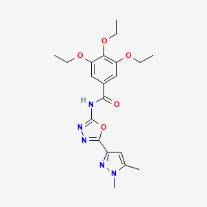 molecular formula C20H25N5O5 B6528652 N-[5-(1,5-dimethyl-1H-pyrazol-3-yl)-1,3,4-oxadiazol-2-yl]-3,4,5-triethoxybenzamide CAS No. 1019101-84-8