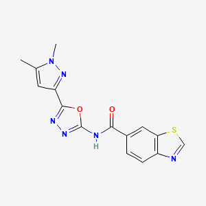 N-[5-(1,5-dimethyl-1H-pyrazol-3-yl)-1,3,4-oxadiazol-2-yl]-1,3-benzothiazole-6-carboxamide