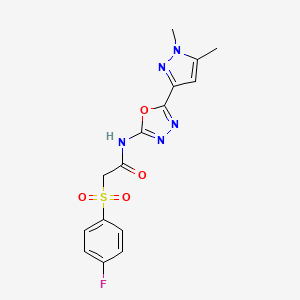 N-[5-(1,5-dimethyl-1H-pyrazol-3-yl)-1,3,4-oxadiazol-2-yl]-2-(4-fluorobenzenesulfonyl)acetamide