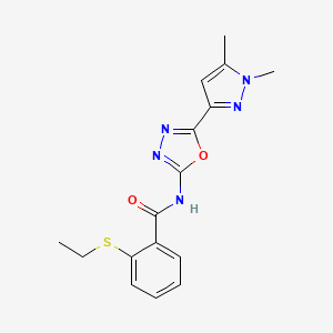 molecular formula C16H17N5O2S B6528703 N-[5-(1,5-dimethyl-1H-pyrazol-3-yl)-1,3,4-oxadiazol-2-yl]-2-(ethylsulfanyl)benzamide CAS No. 1019102-02-3