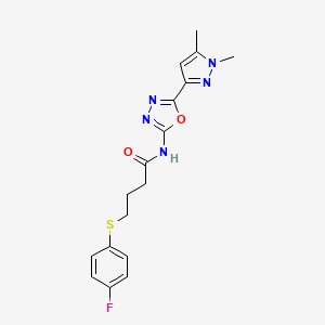 N-[5-(1,5-dimethyl-1H-pyrazol-3-yl)-1,3,4-oxadiazol-2-yl]-4-[(4-fluorophenyl)sulfanyl]butanamide