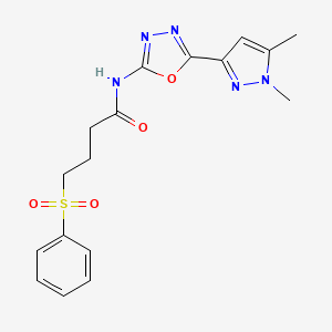 4-(benzenesulfonyl)-N-[5-(1,5-dimethyl-1H-pyrazol-3-yl)-1,3,4-oxadiazol-2-yl]butanamide