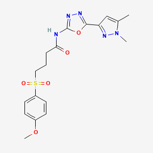 molecular formula C18H21N5O5S B6528764 N-[5-(1,5-dimethyl-1H-pyrazol-3-yl)-1,3,4-oxadiazol-2-yl]-4-(4-methoxybenzenesulfonyl)butanamide CAS No. 1019102-34-1