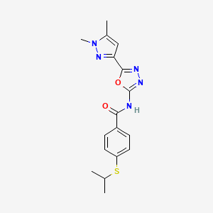 N-[5-(1,5-dimethyl-1H-pyrazol-3-yl)-1,3,4-oxadiazol-2-yl]-4-(propan-2-ylsulfanyl)benzamide