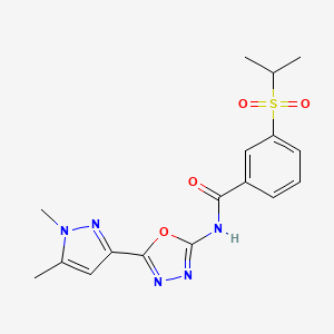 B6528770 N-[5-(1,5-dimethyl-1H-pyrazol-3-yl)-1,3,4-oxadiazol-2-yl]-3-(propane-2-sulfonyl)benzamide CAS No. 1019102-38-5