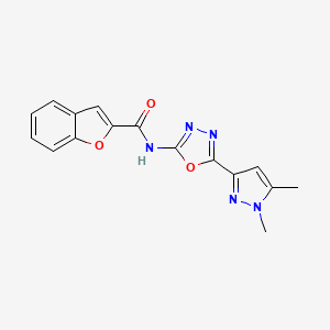 molecular formula C16H13N5O3 B6528788 N-[5-(1,5-dimethyl-1H-pyrazol-3-yl)-1,3,4-oxadiazol-2-yl]-1-benzofuran-2-carboxamide CAS No. 1019102-46-5