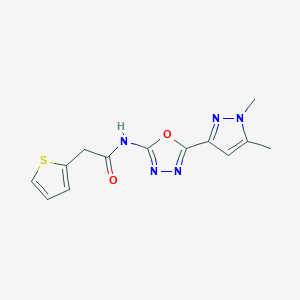B6528805 N-[5-(1,5-dimethyl-1H-pyrazol-3-yl)-1,3,4-oxadiazol-2-yl]-2-(thiophen-2-yl)acetamide CAS No. 1019102-62-5