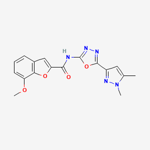 molecular formula C17H15N5O4 B6528817 N-[5-(1,5-dimethyl-1H-pyrazol-3-yl)-1,3,4-oxadiazol-2-yl]-7-methoxy-1-benzofuran-2-carboxamide CAS No. 1020453-48-8