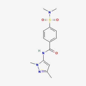 molecular formula C14H18N4O3S B6529651 N-(1,3-dimethyl-1H-pyrazol-5-yl)-4-(dimethylsulfamoyl)benzamide CAS No. 1020453-90-0