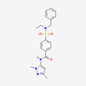 molecular formula C21H24N4O3S B6529683 4-[benzyl(ethyl)sulfamoyl]-N-(1,3-dimethyl-1H-pyrazol-5-yl)benzamide CAS No. 1020454-26-5