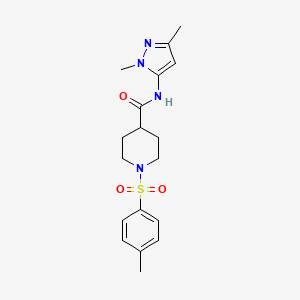 molecular formula C18H24N4O3S B6529709 N-(1,3-dimethyl-1H-pyrazol-5-yl)-1-(4-methylbenzenesulfonyl)piperidine-4-carboxamide CAS No. 1020454-33-4