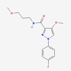 molecular formula C15H18FN3O3 B6529761 1-(4-fluorophenyl)-4-methoxy-N-(3-methoxypropyl)-1H-pyrazole-3-carboxamide CAS No. 1020454-62-9