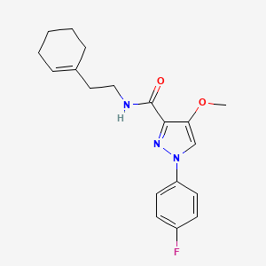 molecular formula C19H22FN3O2 B6529786 N-[2-(cyclohex-1-en-1-yl)ethyl]-1-(4-fluorophenyl)-4-methoxy-1H-pyrazole-3-carboxamide CAS No. 1020454-69-6