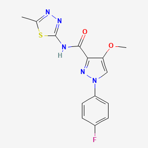 molecular formula C14H12FN5O2S B6529933 1-(4-fluorophenyl)-4-methoxy-N-(5-methyl-1,3,4-thiadiazol-2-yl)-1H-pyrazole-3-carboxamide CAS No. 1019096-49-1