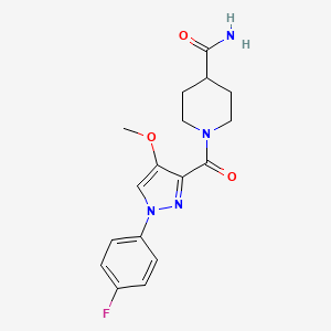 1-[1-(4-fluorophenyl)-4-methoxy-1H-pyrazole-3-carbonyl]piperidine-4-carboxamide