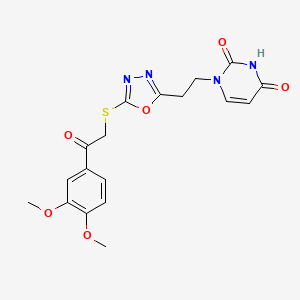 1-[2-(5-{[2-(3,4-dimethoxyphenyl)-2-oxoethyl]sulfanyl}-1,3,4-oxadiazol-2-yl)ethyl]-1,2,3,4-tetrahydropyrimidine-2,4-dione