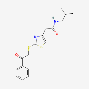 molecular formula C17H20N2O2S2 B6530019 N-(2-methylpropyl)-2-{2-[(2-oxo-2-phenylethyl)sulfanyl]-1,3-thiazol-4-yl}acetamide CAS No. 946241-35-6