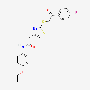 molecular formula C21H19FN2O3S2 B6530096 N-(4-ethoxyphenyl)-2-(2-{[2-(4-fluorophenyl)-2-oxoethyl]sulfanyl}-1,3-thiazol-4-yl)acetamide CAS No. 946199-62-8