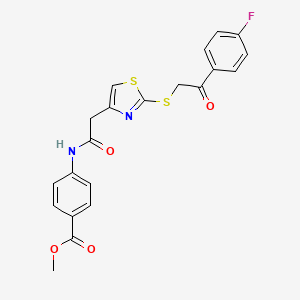 molecular formula C21H17FN2O4S2 B6530099 methyl 4-[2-(2-{[2-(4-fluorophenyl)-2-oxoethyl]sulfanyl}-1,3-thiazol-4-yl)acetamido]benzoate CAS No. 946199-65-1