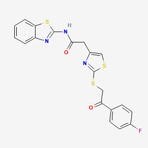 molecular formula C20H14FN3O2S3 B6530121 N-(1,3-benzothiazol-2-yl)-2-(2-{[2-(4-fluorophenyl)-2-oxoethyl]sulfanyl}-1,3-thiazol-4-yl)acetamide CAS No. 946199-86-6