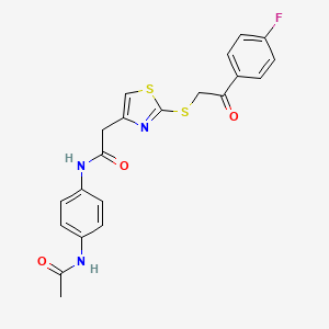 molecular formula C21H18FN3O3S2 B6530138 N-(4-acetamidophenyl)-2-(2-{[2-(4-fluorophenyl)-2-oxoethyl]sulfanyl}-1,3-thiazol-4-yl)acetamide CAS No. 946199-98-0