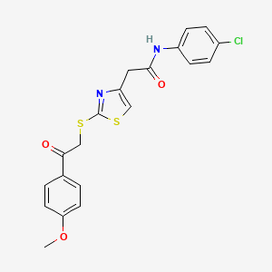 molecular formula C20H17ClN2O3S2 B6530148 N-(4-chlorophenyl)-2-(2-{[2-(4-methoxyphenyl)-2-oxoethyl]sulfanyl}-1,3-thiazol-4-yl)acetamide CAS No. 946200-10-8